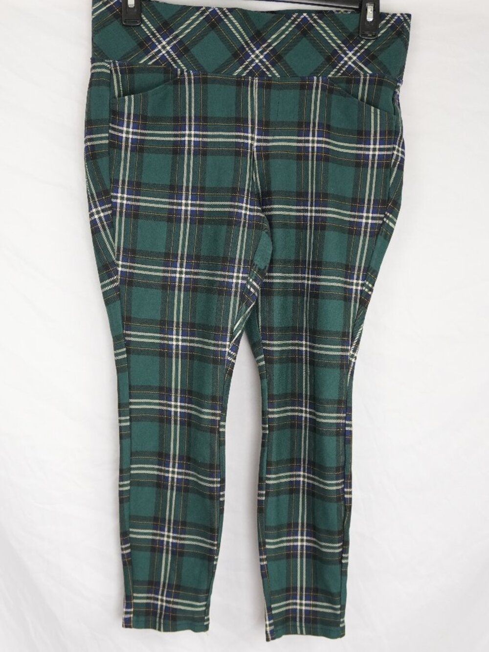 LNC Torrid Pixie Womens Size 0R Plaid Pull On Stretch Pants Green Blue White